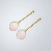 Pink Metal And Enamel Fusion Salad Server Set (Set Of 2) - ellementry